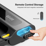 UREVO Spacewalk Lite treadmill with remote control storage and integrated magnetic mechanism.