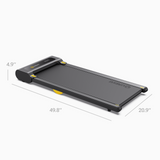 UREVO Spacewalk Lite treadmill, compact dimensions: 49.8" x 20.9" x 4.9".